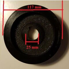 Remhjul 117 x32x ø25 2/ A rem nederste til knivaksel RCG10.